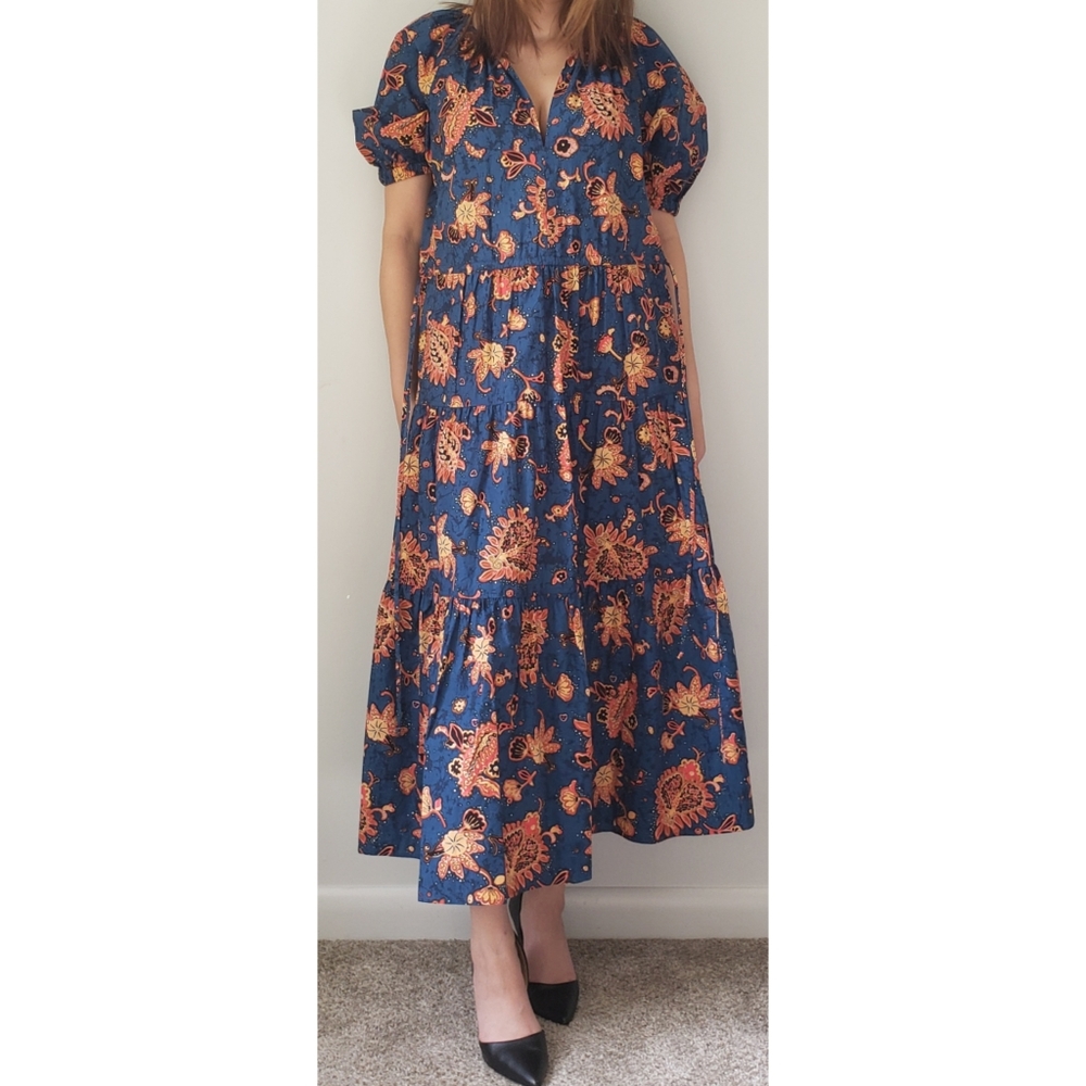 A.L.C. Tiered Paisley Floral Print Cotton Maxi Dress - Picture 5 of 15